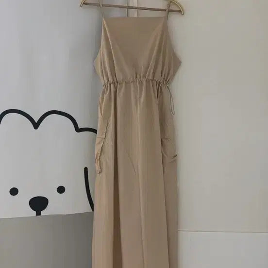 [BUNJANG] Beige Sleeveless Maxi Dress / 베이지 나시 롱 원피스