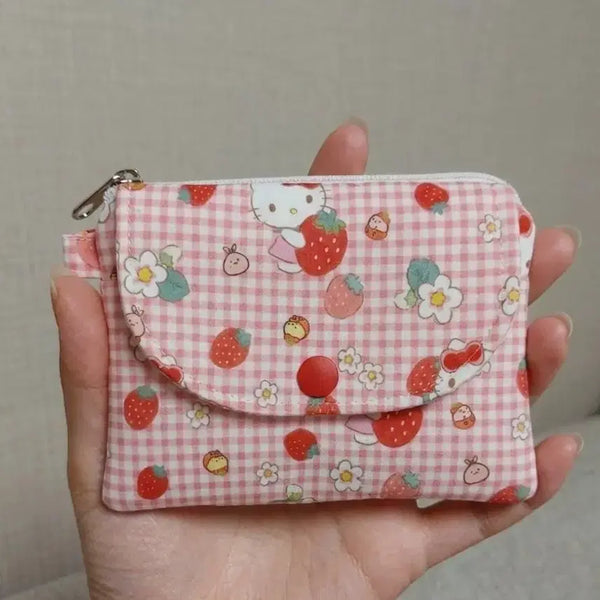 [BUNJANG] Strawberry Kitty Check Two-Way Wallet / 체크딸기 키티. 투웨이 지갑(16,000원->14,400원 할인중)
