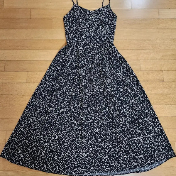[BUNJANG] Black Pattern Long Dress S / 블랙 패턴 롱 원피스 S