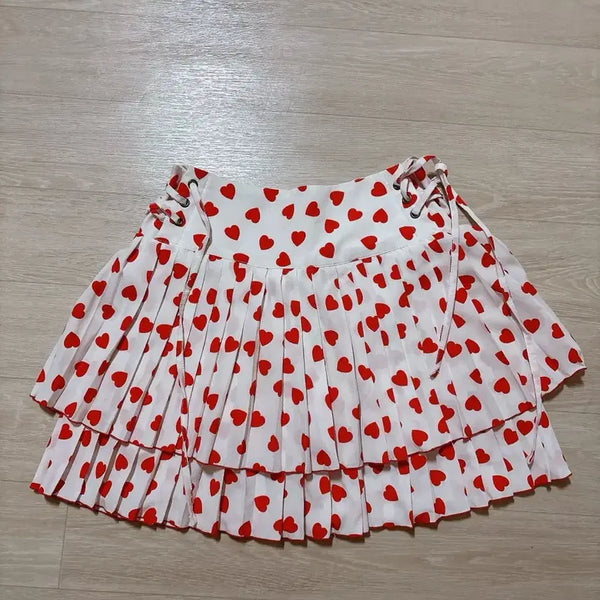 [BUNJANG] LMML Heart Pattern Pleated Skirt / LMML 하트 패턴 플리츠 스커트