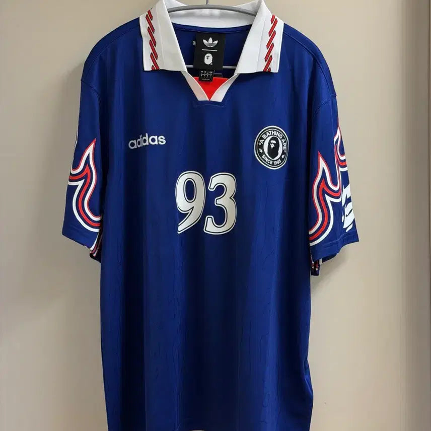 [BUNJANG] Adidas x Bape Flame Jersey Japan Blue L / [L] 아디다스 x 베이프 플레임 저지 재팬 블루 US