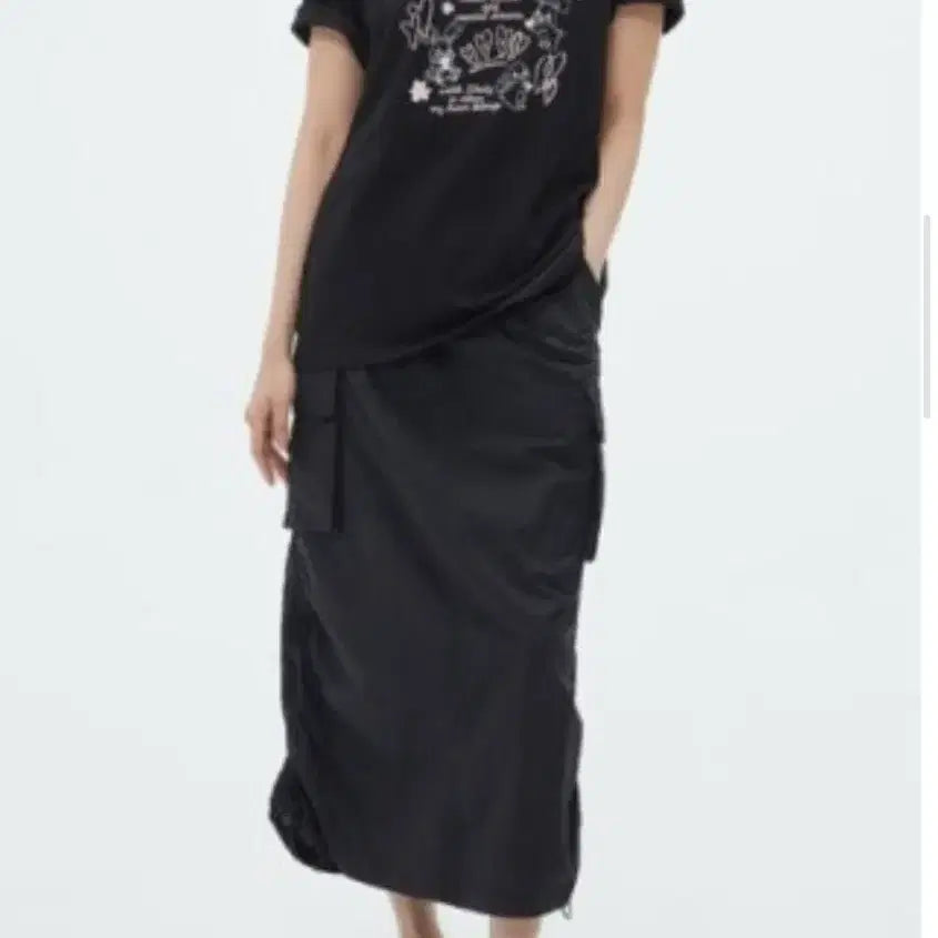 [BUNJANG] SPAO Nylon Banding Cargo Long Skirt Black M / 스파오 나일론 밴딩 카고 롱스커트M 블랙