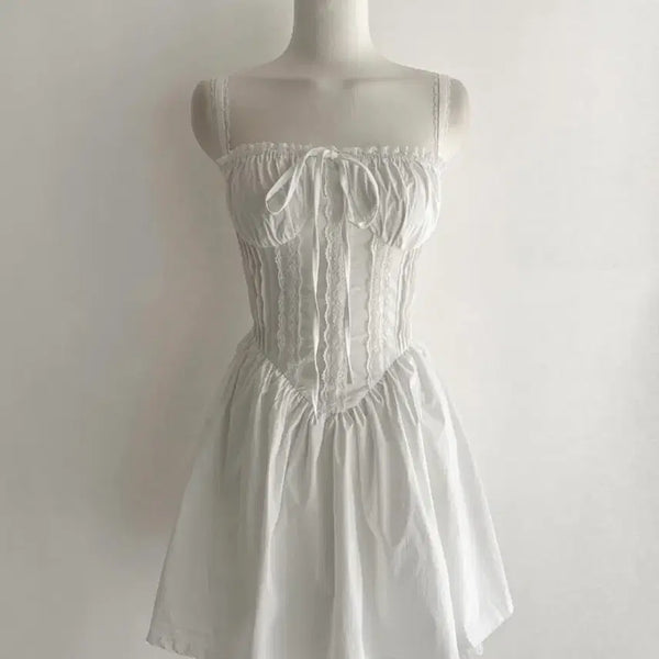 [BUNJANG] White Eyelet Mini Dress / 백아일렛 화이트 원피스