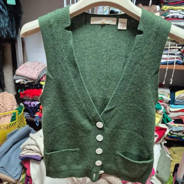 [BUNJANG] Inhabit Cashmere 100% Knit Vest Khaki / 인히빗 니트 베스트 카키 캐시미어100