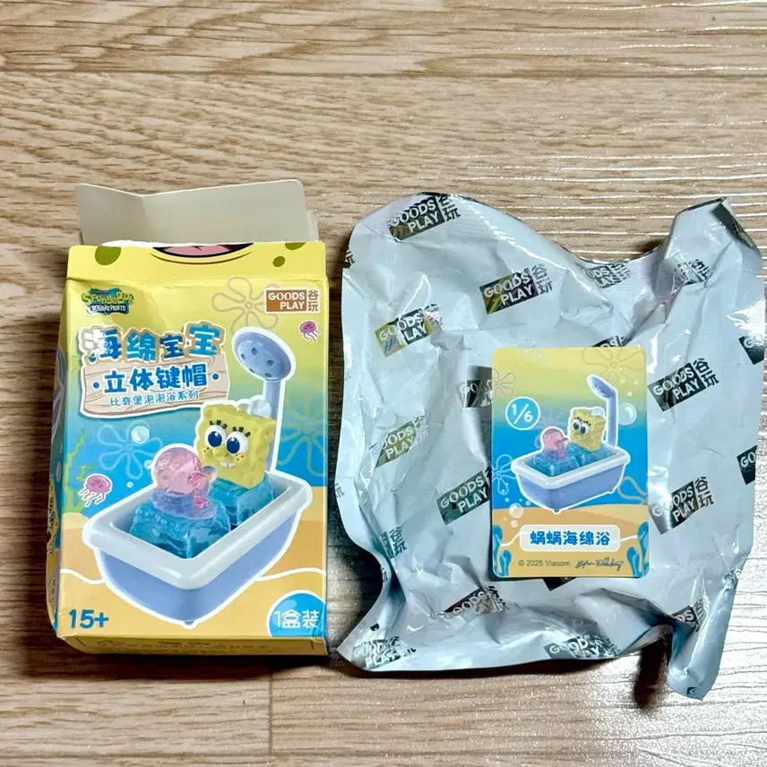 [BUNJANG] SpongeBob SquarePants Bath Bubble Keycap Keychain Figure / 스폰지밥 목욕 버블 욕조 키캡 키링 스폰지밥 피규어