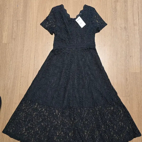 [BUNJANG] Invest Black Lace Long Dress (Size S) / 새상품]브랜드 고급 레이스 블랙롱원피스