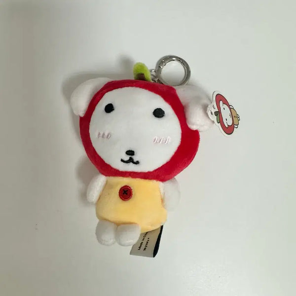 [BUNJANG] Apple Ganady White Doll Keyring / (새상품) 애플 사과 가나디 하양이 인형 키링