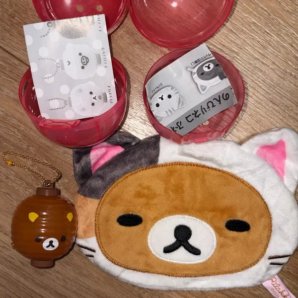 [BUNJANG] Rilakkuma Fuwa Fuwa Neko Pouch & Lantern Light Gacha Bundle Set / 리락쿠마 후와후와 네코 파우치 가챠, 등불라이트 가챠 일괄