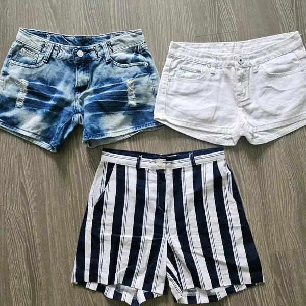 [BUNJANG] Denim Shorts Set (3 Types) / 반팔 데님 반바지 3종