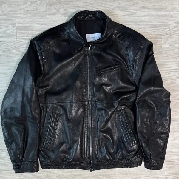 [BUNJANG] Hatching Room Stitch Leather Volume Jacket Black Size 4 / 해칭룸 스티치 레더 볼륨 자켓 블랙 4사이즈