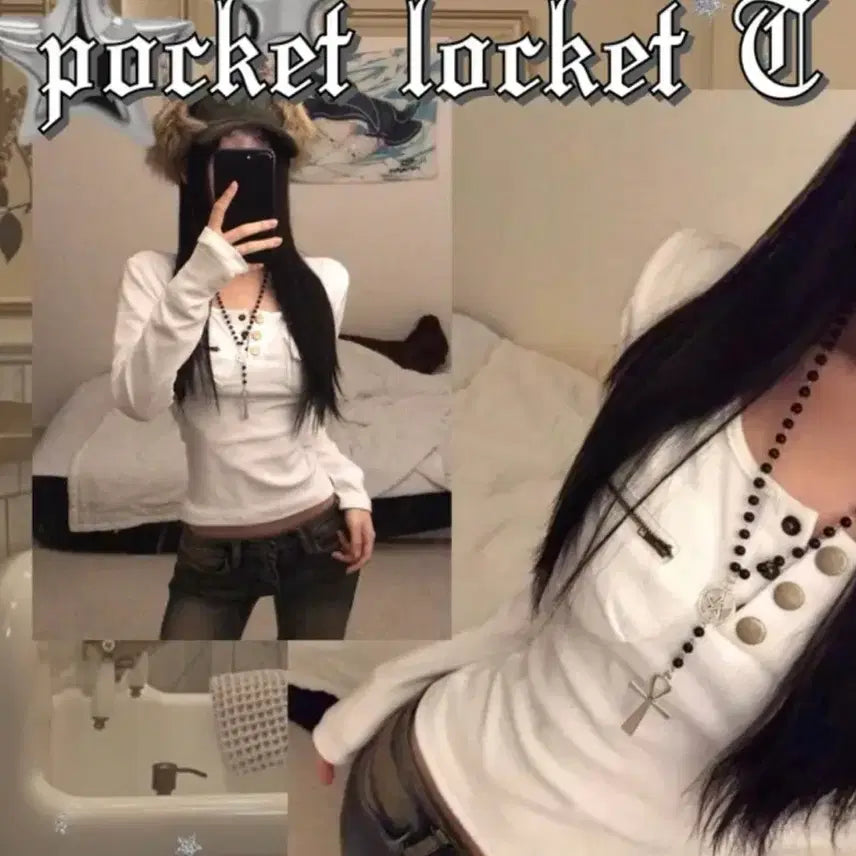 [BUNJANG] Strawberry Boutique Pocket Rocket T-Shirt Charcoal / (새상품) 에이블리 딸기부티크 포켓로켓 티셔츠 차콜