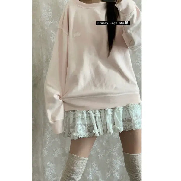 [BUNJANG] Stussy Strawberry Milk Pink Sweatshirt / 스투시 딸기우유 연핑크 맨투맨 베이비핑크 stc빈티지 버터플라이 히메갸루 모리걸 라떼갸루