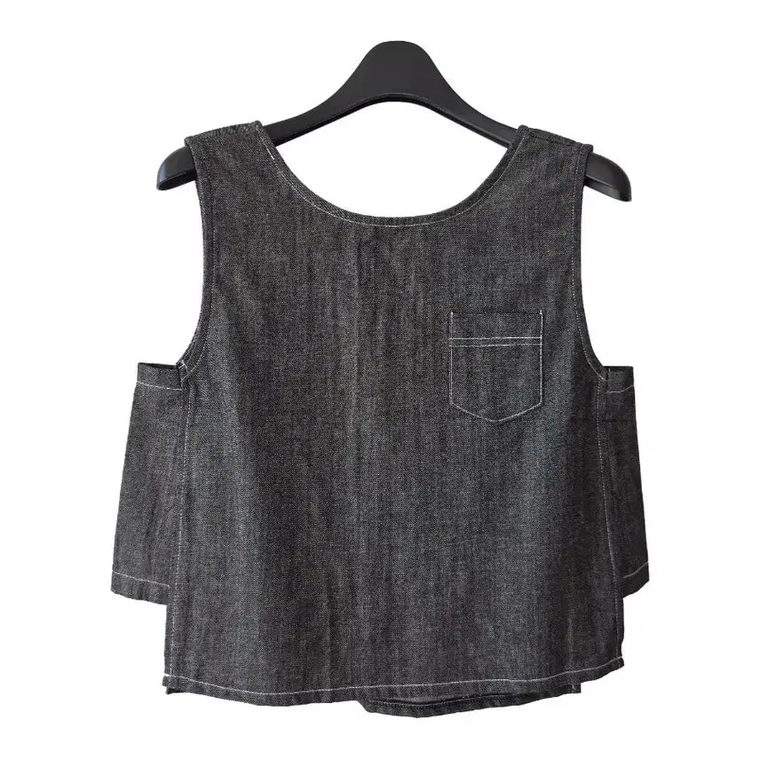[BUNJANG] Black Denim Vest (New) / S/블랙 데님 조끼 베스트/새제품