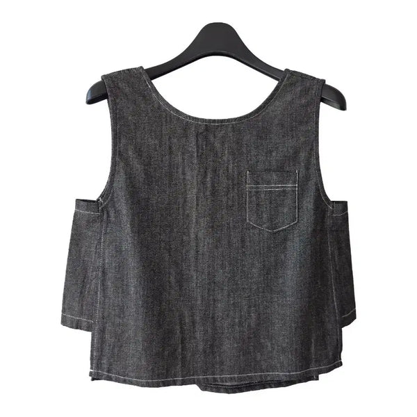[BUNJANG] Black Denim Vest (New) / S/블랙 데님 조끼 베스트/새제품