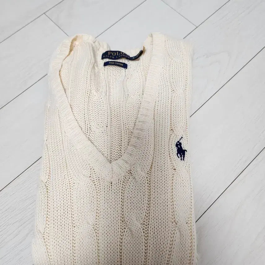 [BUNJANG] Polo Ralph Lauren Cable Knit Sweater Ivory / 폴로 랄프로렌 케이블 니트 아이보리