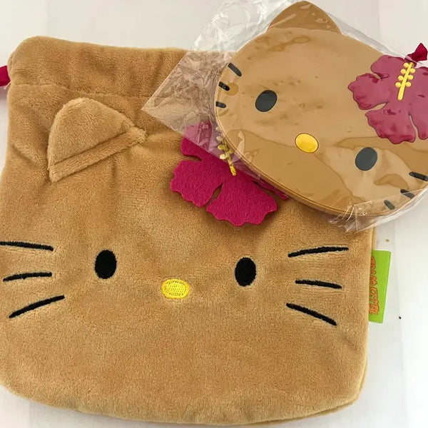 [BUNJANG] Sanrio Hello Kitty Tanning Kitty Pouch & Mirror Set / 일본 잡지 sweet 특별 부록 태닝키티 파우치 & 손거울