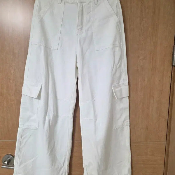 [BUNJANG] White Cargo Wide Pants / 화이트 카고 와이드 팬츠