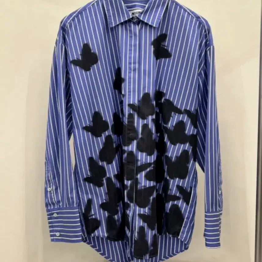 [BUNJANG] MSGM 2022FW Butterfly Print Cotton Striped Shirt / Msgm 2022fw shirts