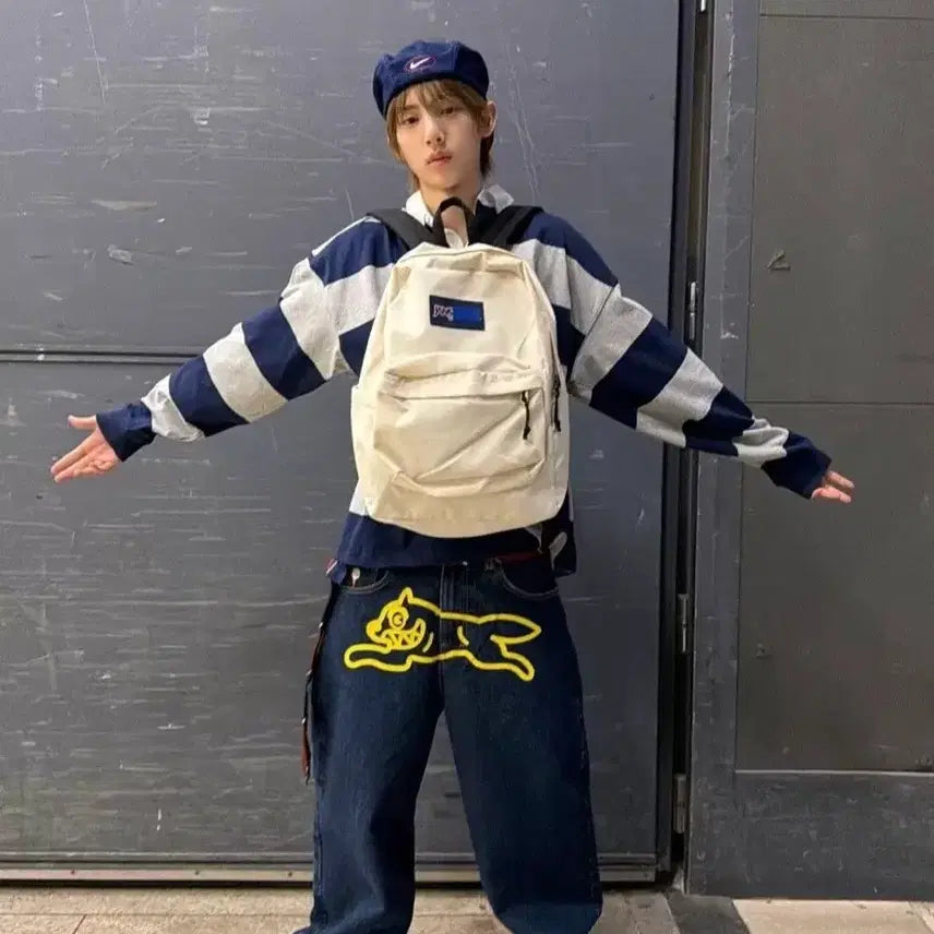 [BUNJANG] ICECREAM Yellow Flying Dog Denim Pants / (해외/30~38) ICECREAM BBC 옐로우 플라잉독 데님 팬츠