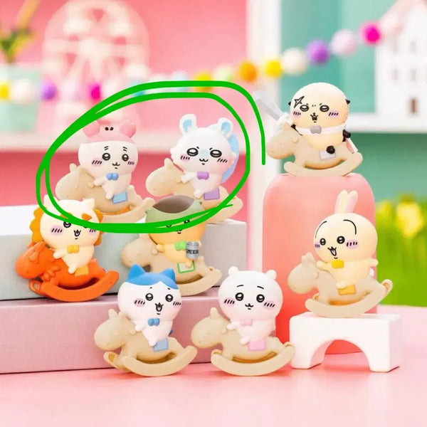 [BUNJANG] Chiikawa Carousel Horse Figure Set (Momonga & Kani) Bundle / 치이카와 목마 피규어 (모몽가,카니 일괄)
