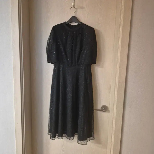 [BUNJANG] Bestbely Black Sequin Long Dress Size 66 / 베스트벨리 블랙 스팽글 롱 원피스사이즈66