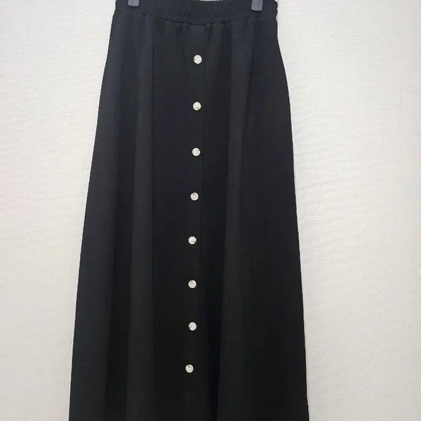 [BUNJANG] Front Button Black Long Skirt / 앞단추스커트