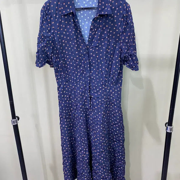 [BUNJANG] Sandro Navy Patterned Long Dress / 산드로 네이비 패텅 롱 원피스