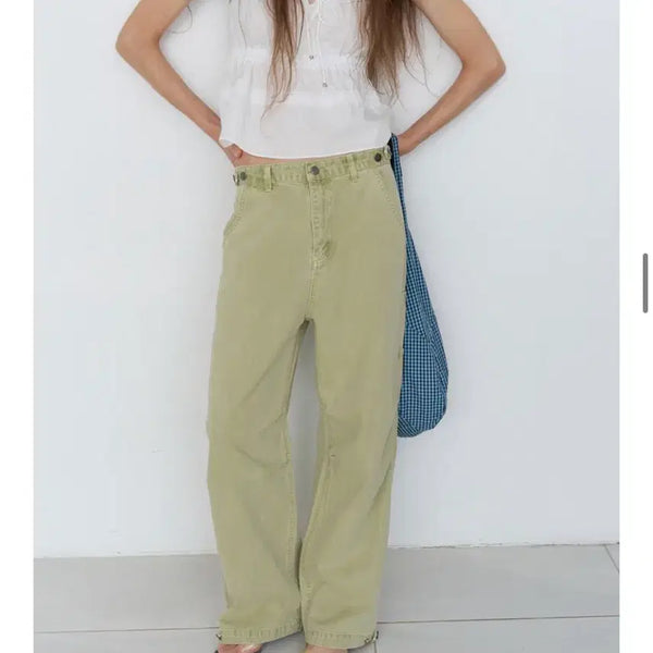 [BUNJANG] Poeto Adjust Muted Olive Pants (Size S) / 포에토 adjust muted olive pants(S)