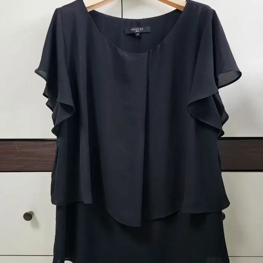 [BUNJANG] Black Lace Short Sleeve Blouse / 블랙 레이스 반팔 블라우스