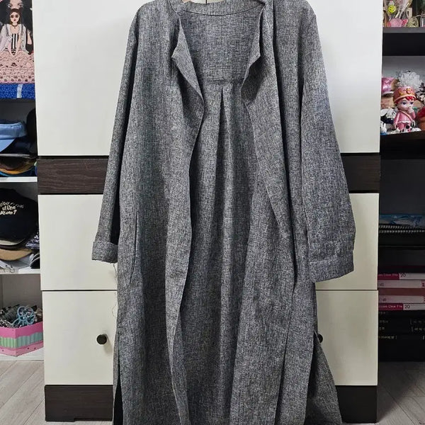 [BUNJANG] Gray Long Jacket Cardigan / 그레이 롱 자켓 가디건