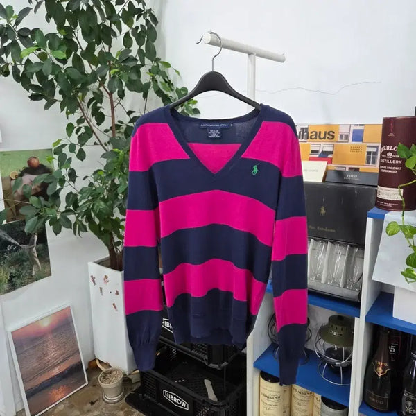 [BUNJANG] Polo Ralph Lauren Sportswear Pima Cotton V-Neck Knit M / 폴로랄프로렌 스포츠 우먼 피마코튼 브이넥 니트 M