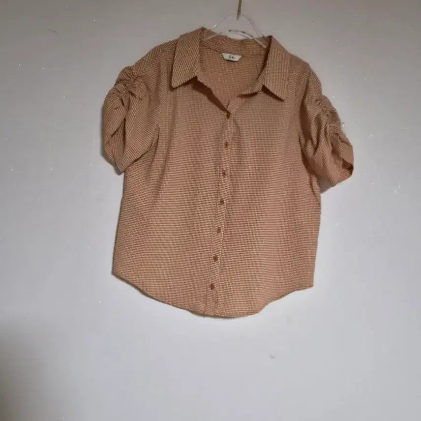 [BUNJANG] JJ-ro Oversized Shirring Blouse - Plaid Pattern / JJ-ro오버핏 셔링 블라우스55반~66잔체크