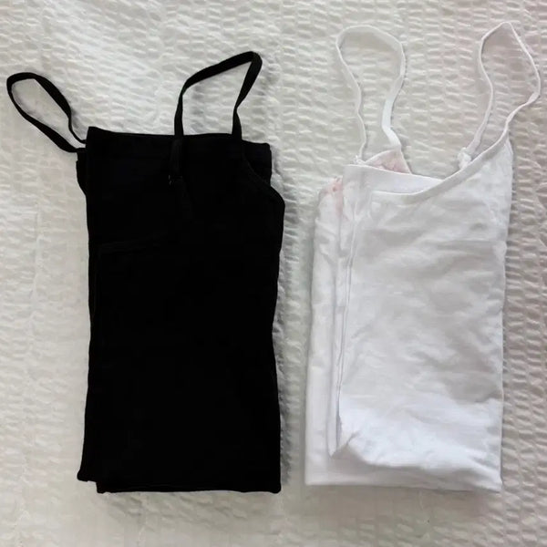 [BUNJANG] White Camisole Spaghetti Strap Tank Top / 캐미솔 끈 나시 ( CU반택 )