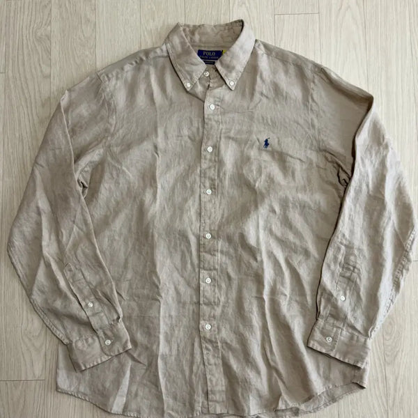 [BUNJANG] Polo Ralph Lauren Linen Long Sleeve Shirt Tan XL / [폴로 랄프로렌] 긴팔 린넨 셔츠 탄 XL 사이즈