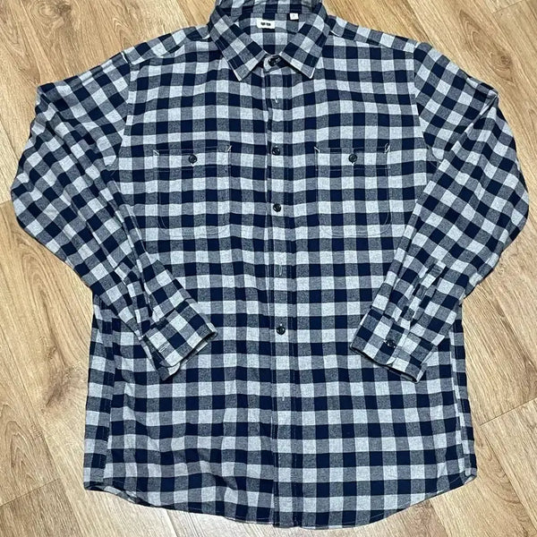 [BUNJANG] Uniqlo Check Shirt Navy / 유니클로 체크 남방 네이비