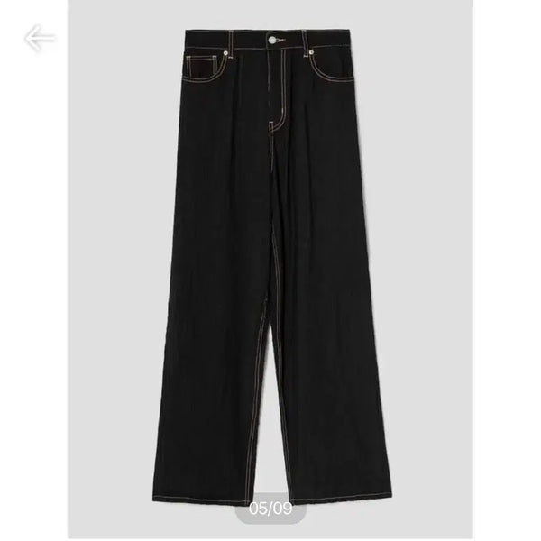 [BUNJANG] 8seconds Wrinkle Rayon Straight Black Pants / 에잇세컨즈 주름 레이온 스트레이트 블랙 70
