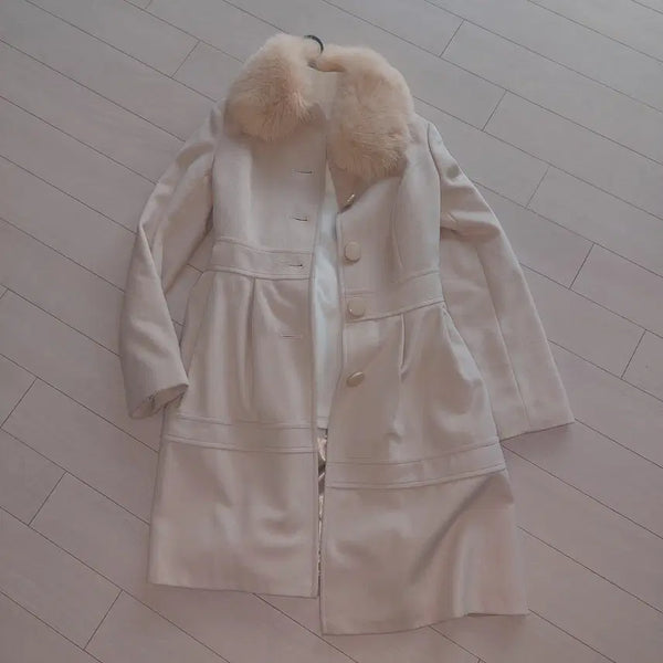 [BUNJANG] Angora Wool Coat White / 일본직수 앙고라 울코트 양털코트 화이트 로맨틱 분위기 최고 (사은품 증정!!)