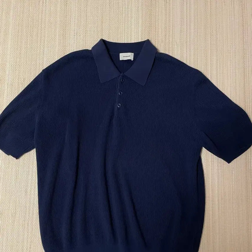 [BUNJANG] The Row Hard Twist Short Sleeve Collar Knit Navy / [2] 인더로우 하드트위스트 반팔 카라 니트 네이비