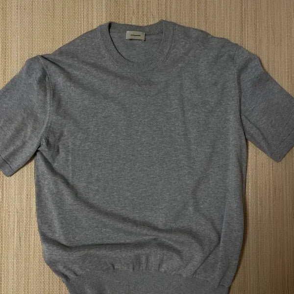 [BUNJANG] INDRAW Semi-Sheer Knit T-Shirt Gray / [2] 인더로우 반팔 니트 그레이
