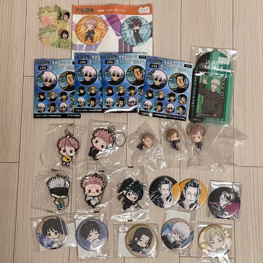 [BUNJANG] Jujutsu Kaisen Anime Character Goods Bundle Set / 주술회전 캔뱃지 러버스트랩 미니 피규어 일괄 고죠 사토루 이타도리 유지 옷코츠 유타 메구미 게토 노바라
