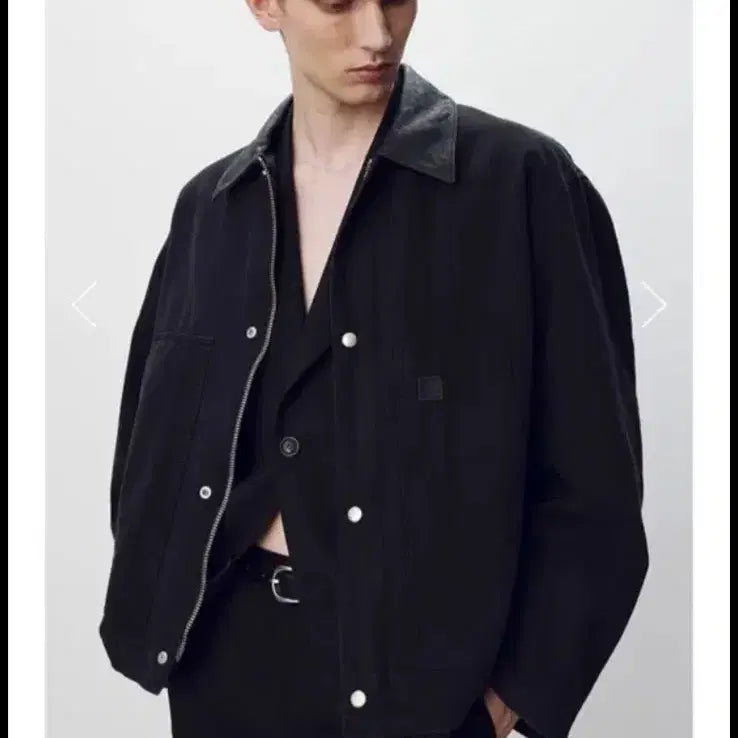 [BUNJANG] Tonywack Leather Collar Garment Washing Jacket Black XL / [XL]토니웩 레더카라 가먼트 워싱 자켓 블랙