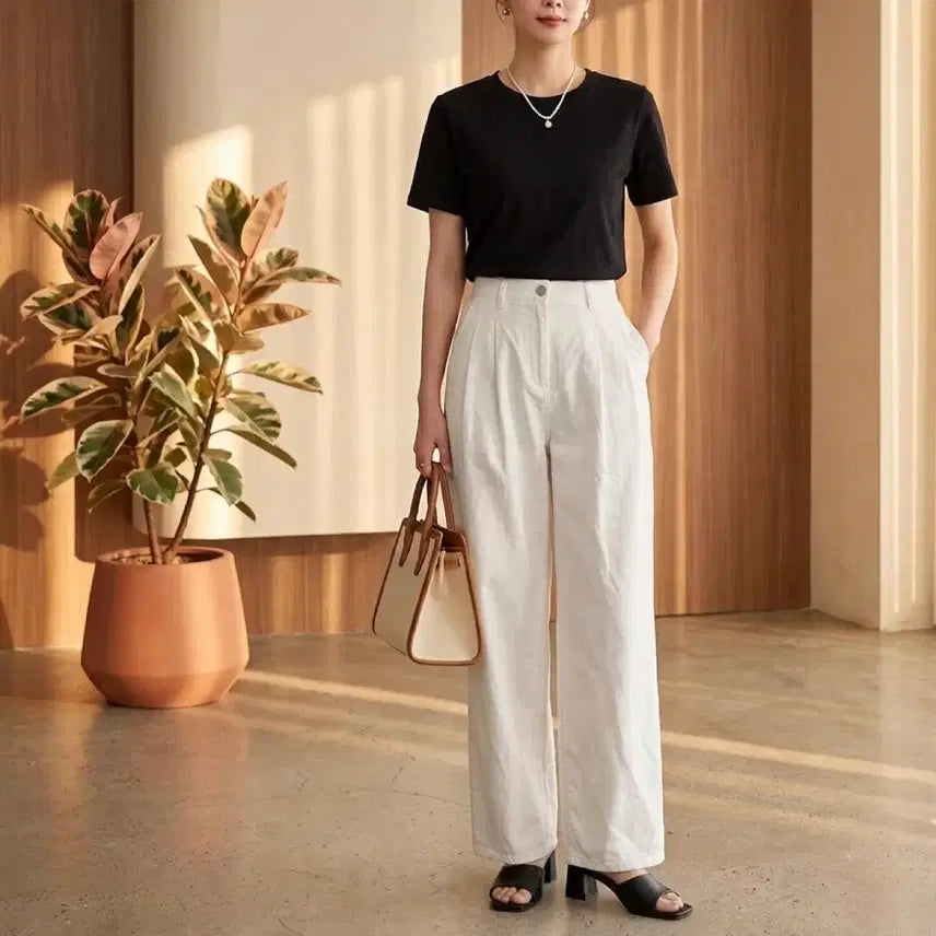 [BUNJANG] Lizard Standard White Wide Pants XS / 리자드 스탠다드 44 화이트 와이드 팬츠 XS