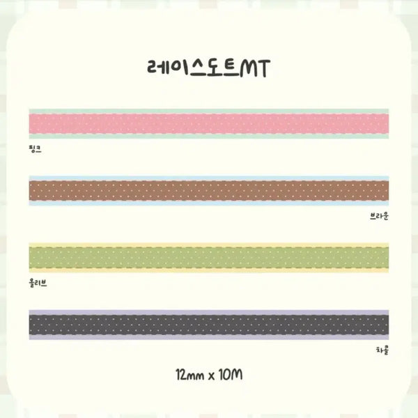 [BUNJANG] Sophieland Lace Dot Washi Tape Set (4 Rolls) / [4종set]쏘피랜드 레이스도트 마테