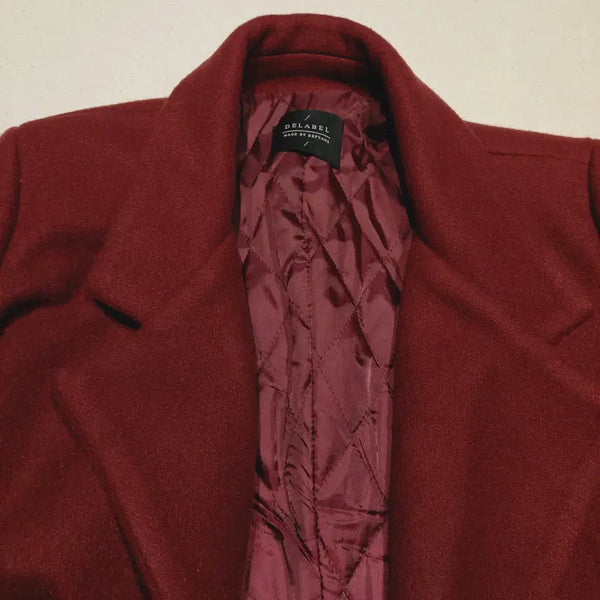 [BUNJANG] DELABEL Wool Padded Double Coat (Wine/Red) / 깜짝세일 모직 누빔 더블 코트 DELABEL (와인/레드)