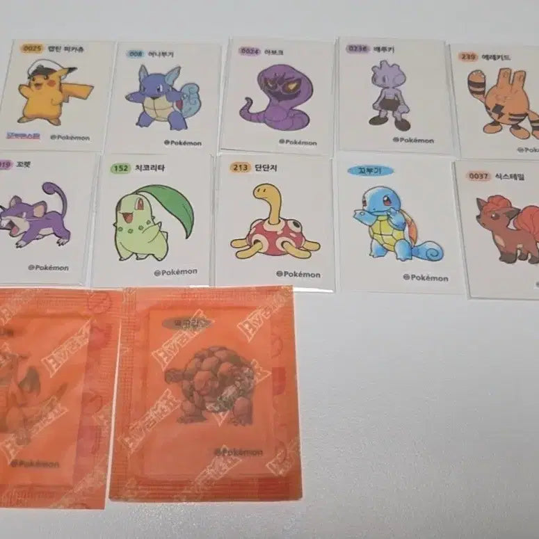 [BUNJANG] Pokemon Stickers Bundle / 포켓몬 띠부씰 여러개 (꼬부기, 치코리타, 꼬렛, 아보크 등..)