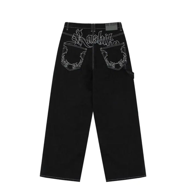 [BUNJANG] Kashiko Black Wide Denim Pants / Kashiko 블랙 와이드 데님 팬츠