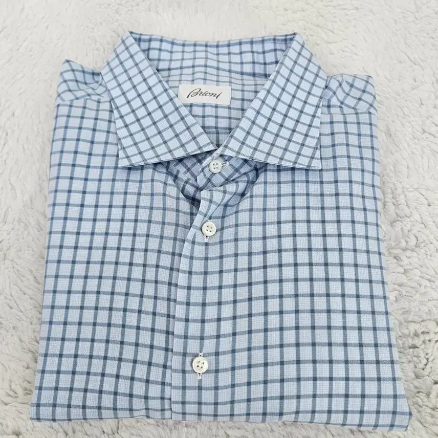 [BUNJANG] Brioni Light Blue Check Shirt / 브리오니 라이트 블루 체크셔츠
