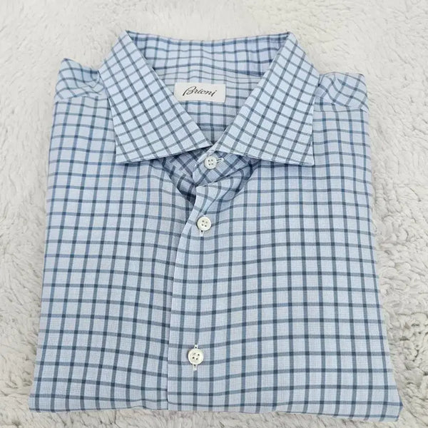 [BUNJANG] Brioni Light Blue Check Shirt / 브리오니 라이트 블루 체크셔츠