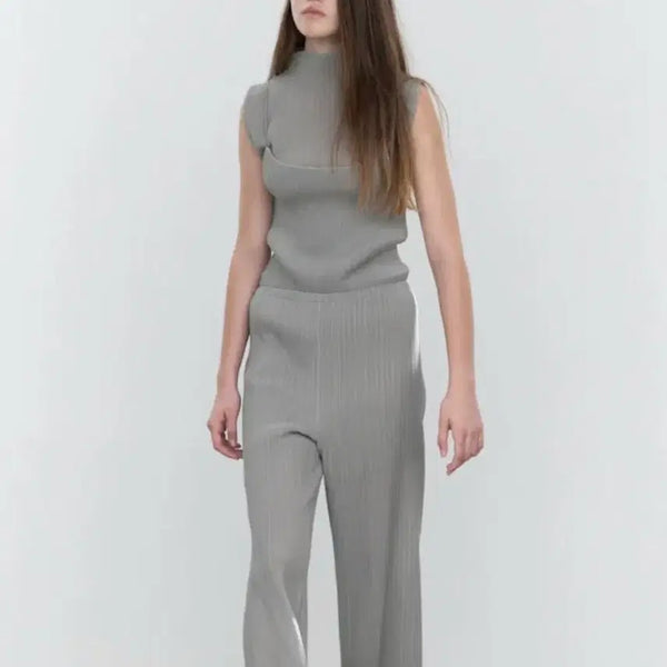 [BUNJANG] L'September Mock Neck Pleated Top - Khaki / 르셉템버 le917 모크넥 플리츠 탑 카키