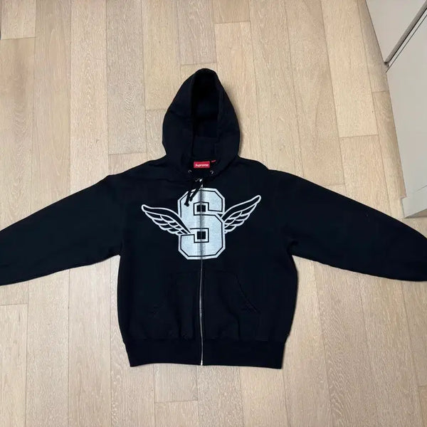 [BUNJANG] Supreme 25SS Wings Hooded Zip-Up Black M Size / M SIZE) 슈프림 윙스 후드 집업 블랙 25SS